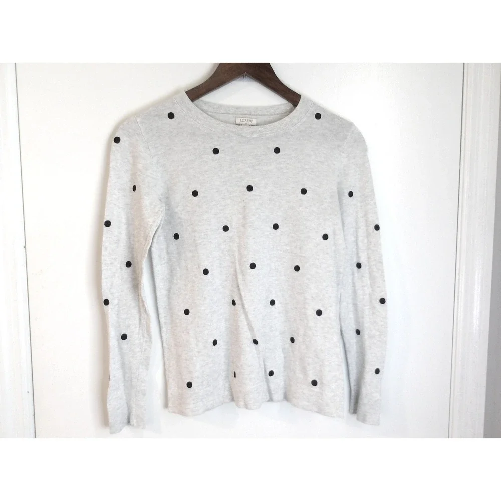 J.Crew Polka Dot Sweater Crewneck Long Sleeve‎ Casual Gray Size XS /#5279